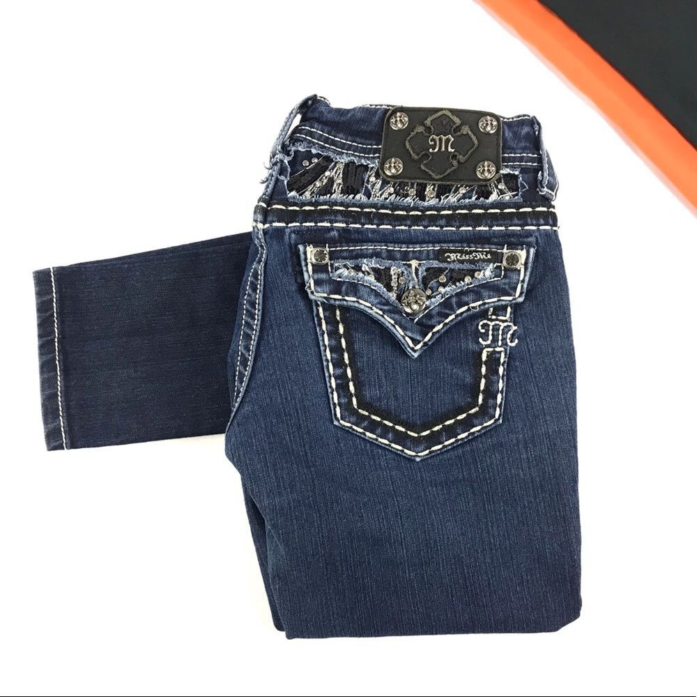 Miss Me Embellished Dark Wash Skinny Jeans Size 26